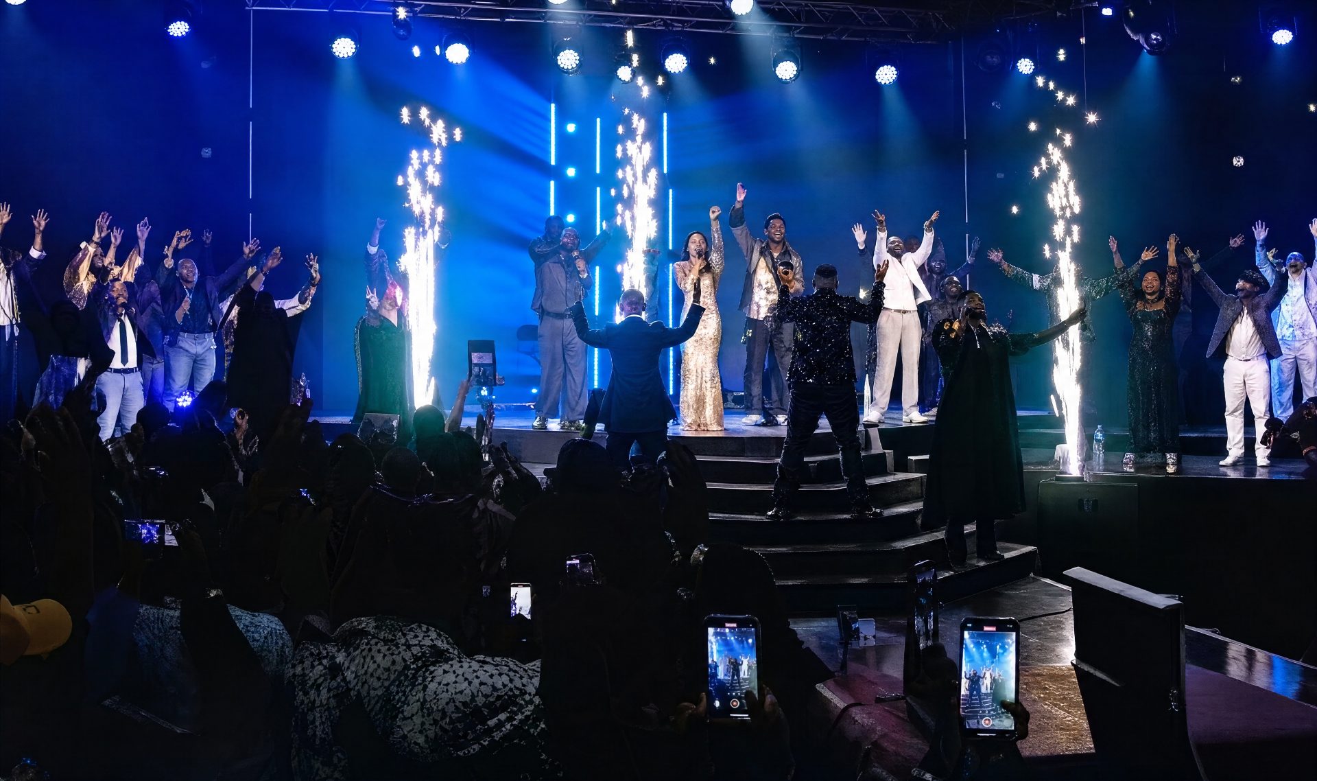 Performers on stage at a Livespot production